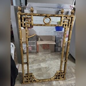 Hollywood Regency Vintage Gold Faux Bamboo Mirror by Turner